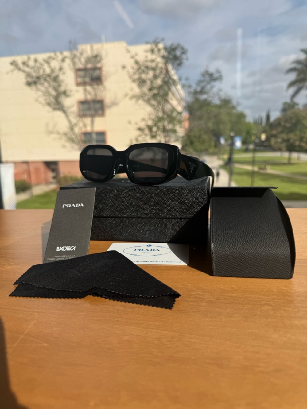 Prada Black Oversized Rectangular Men's Sunglasses - Picture 5 of 5